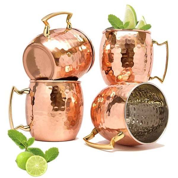 4-Pack: Hammered Copper Plated Moscow Mule Mug Image 1