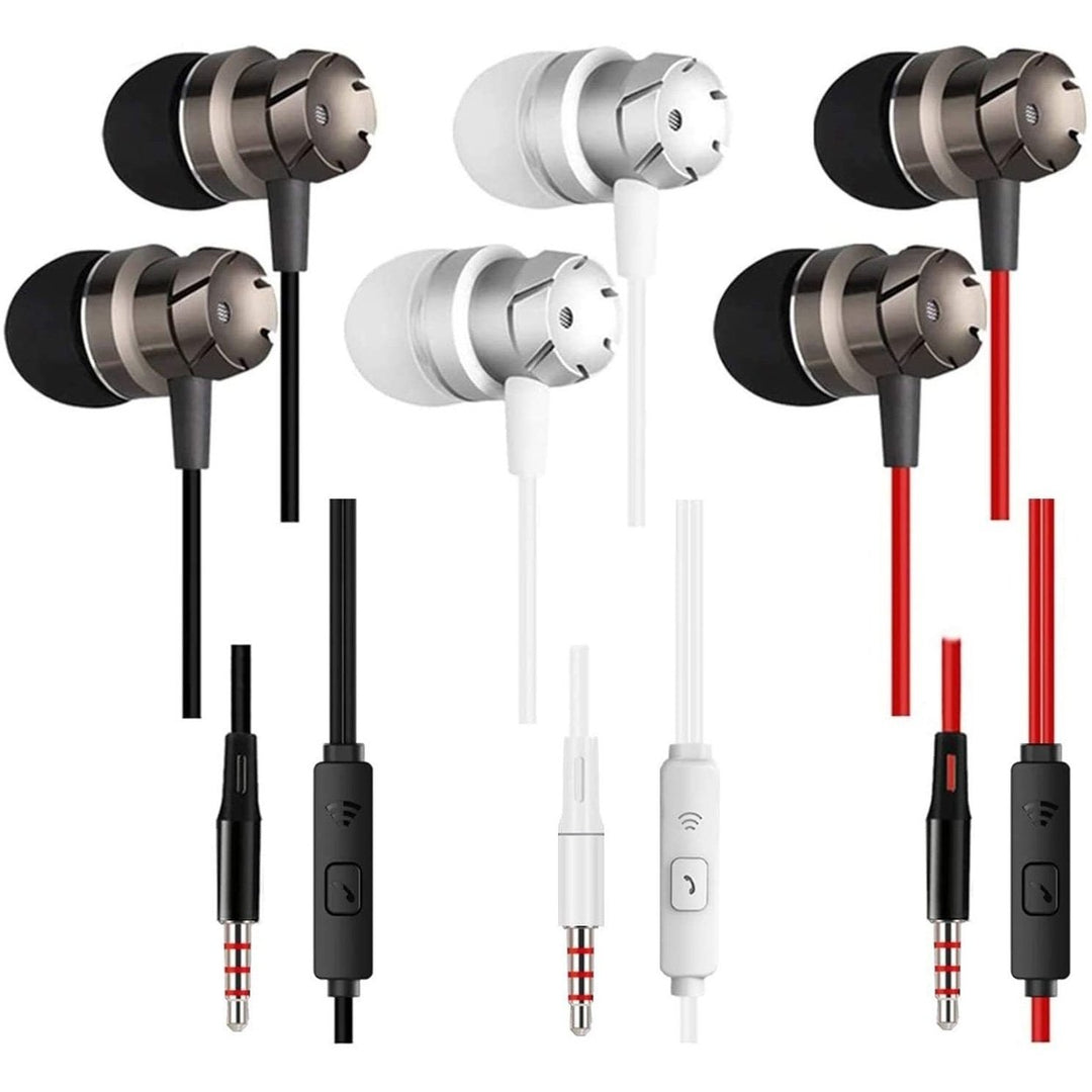 3-Pack: Noise Isolating Tangle Free In-Ear Headphones with Microphone Image 1