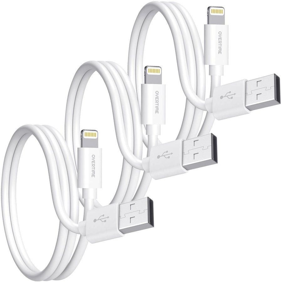 3-Pack: Overtime MFi Certified Ultra-Fast Charging 4ft Lightning Cables Image 1