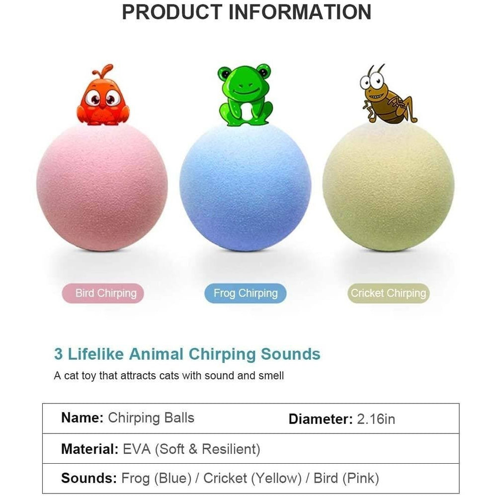 3-Pack: Realistic Chirping Balls Cat Toys Image 2