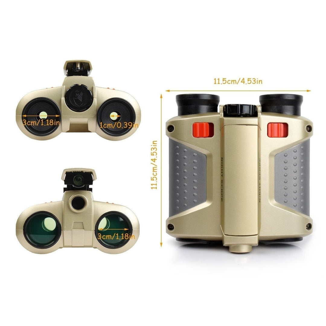 4x30 Kid Toy Night Vision Binoculars with Pop-Up LED Light Image 2