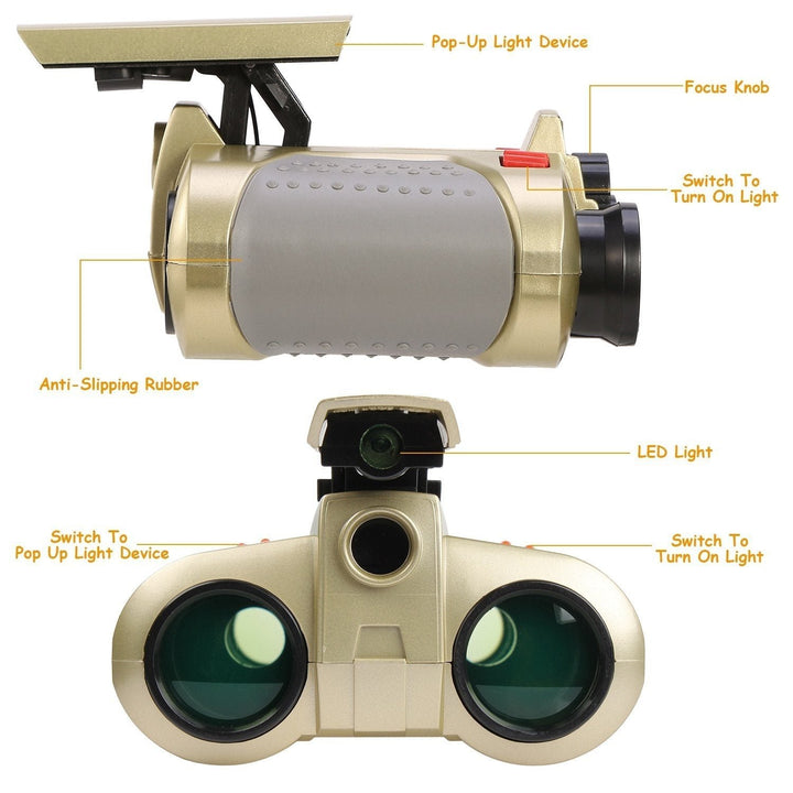 4x30 Kid Toy Night Vision Binoculars with Pop-Up LED Light Image 4