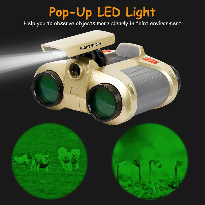 4x30 Kid Toy Night Vision Binoculars with Pop-Up LED Light Image 4