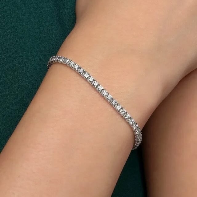 5 Cts Lab-Grown Round Brilliant Cut Diamonds Tennis Bracelet in 14K White Gold Image 1