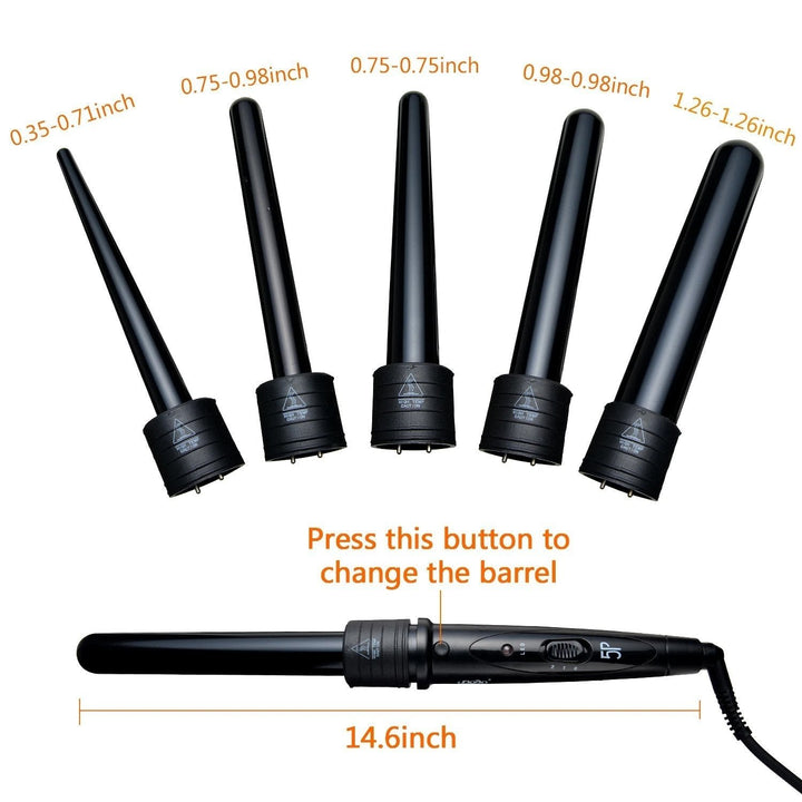 5-in-1 Curling Iron Wand Set Hair Curler Set With 5 Interchangeable Barrels Roller Image 6