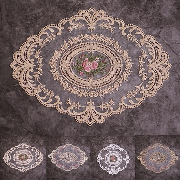 5-Pack: 3 Styles Vintage Lace Embroidery Placemat Image 1