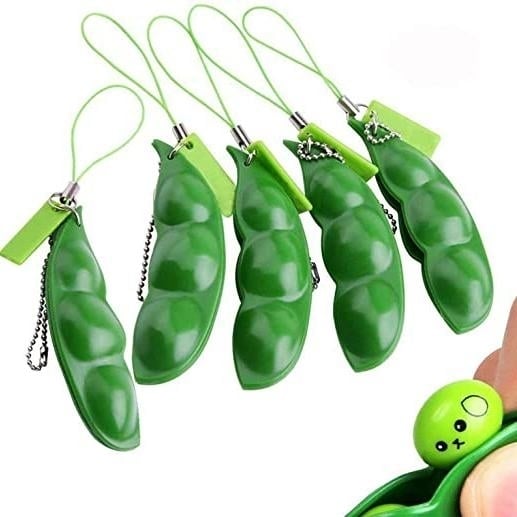 5-Piece: Edamame Keychain Squeeze Toy Image 1