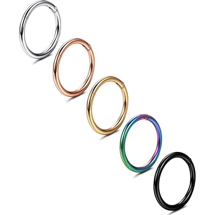 5-Piece: Stainless Steel Septum Piercing Nose Hoop Ring Image 1