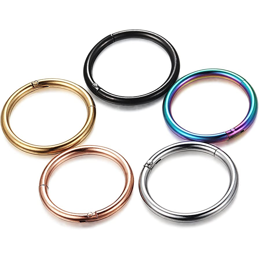 5-Piece: Stainless Steel Septum Piercing Nose Hoop Ring Image 2