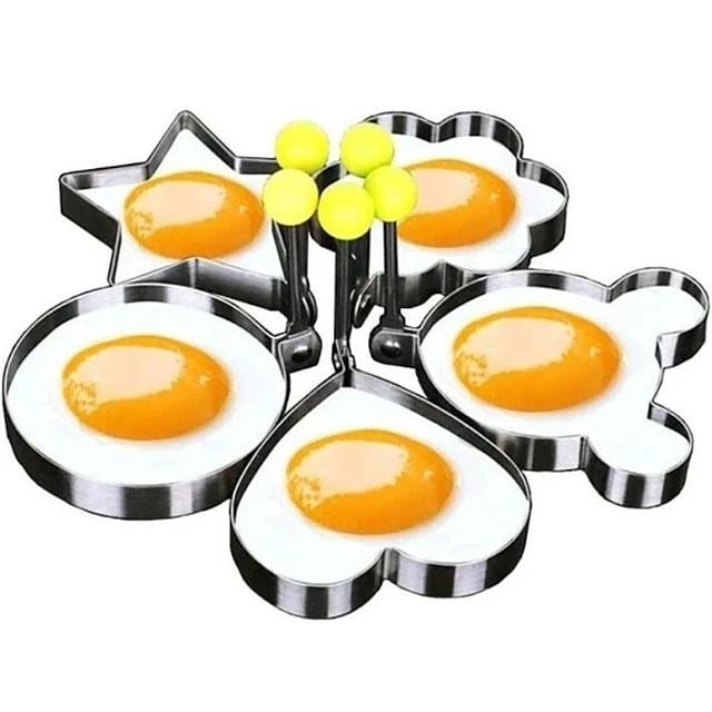 5-Pieces Set: Fried Egg Mold Pancake Rings Shaped Image 1