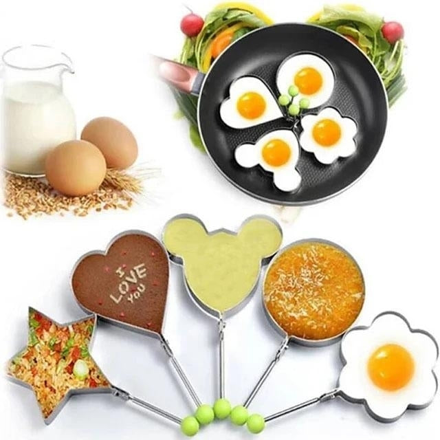 5-Pieces Set: Fried Egg Mold Pancake Rings Shaped Image 11