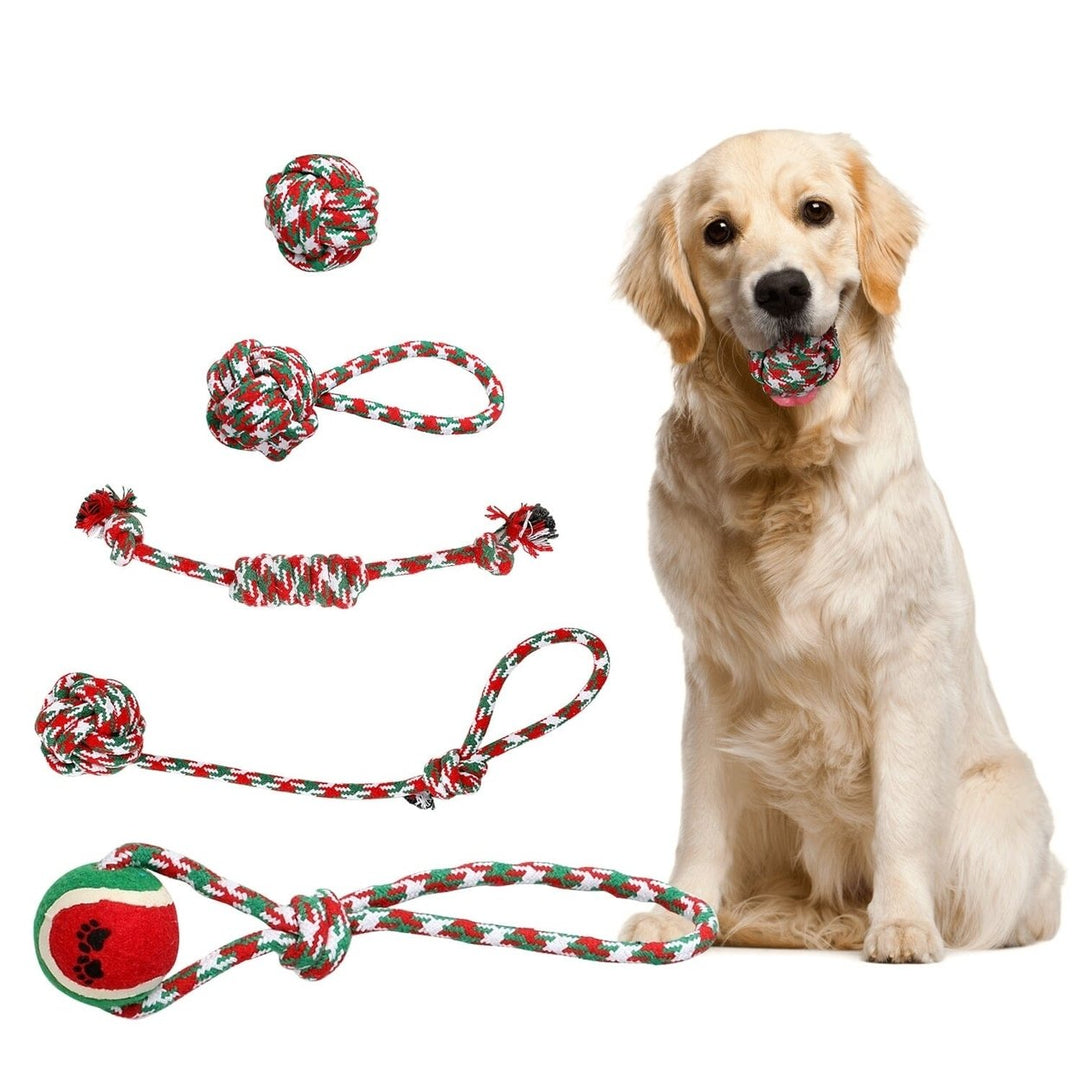 5-Pieces: Christmas Dog Rope Chew Toys Image 1