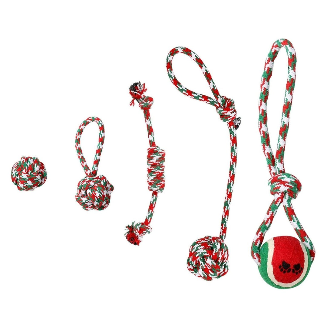 5-Pieces: Christmas Dog Rope Chew Toys Image 2