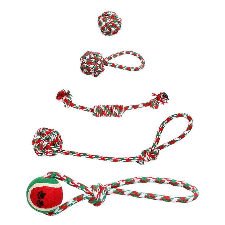 5-Pieces: Christmas Dog Rope Chew Toys Image 3