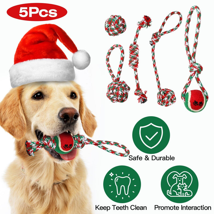 5-Pieces: Christmas Dog Rope Chew Toys Image 4