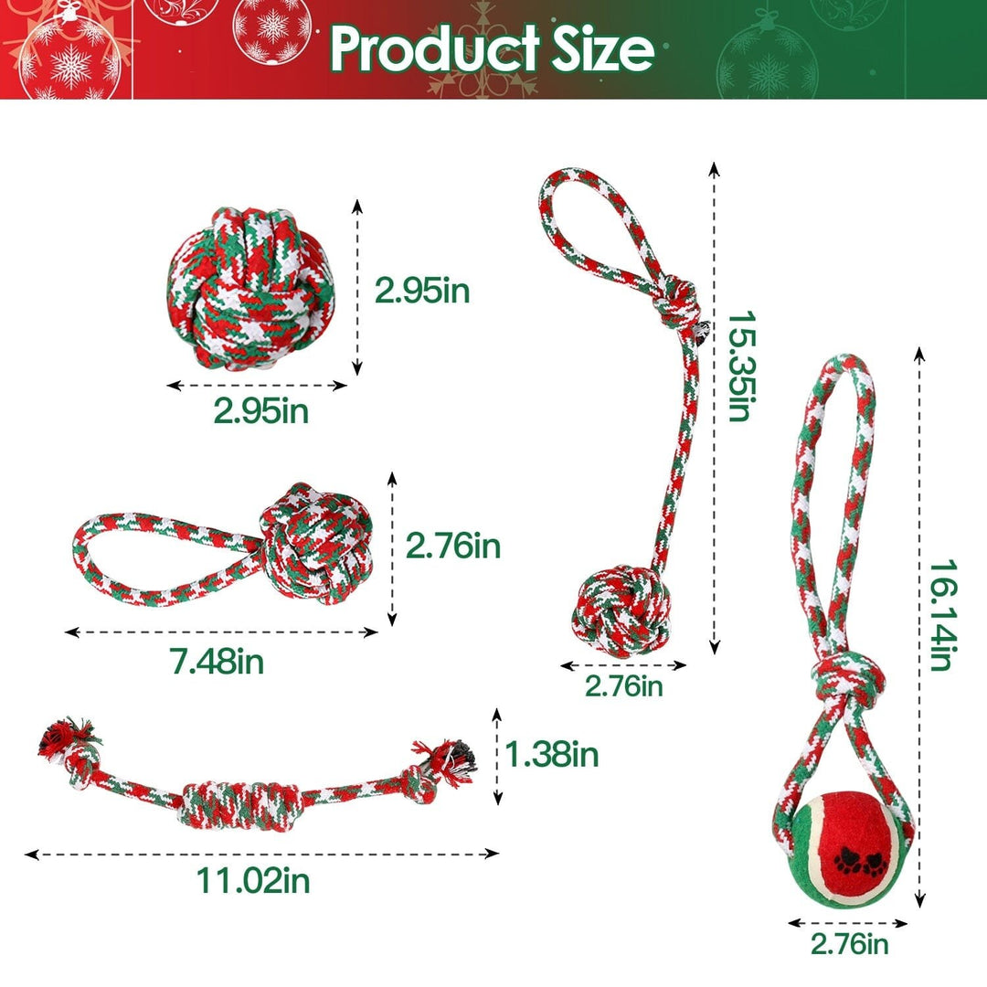 5-Pieces: Christmas Dog Rope Chew Toys Image 10