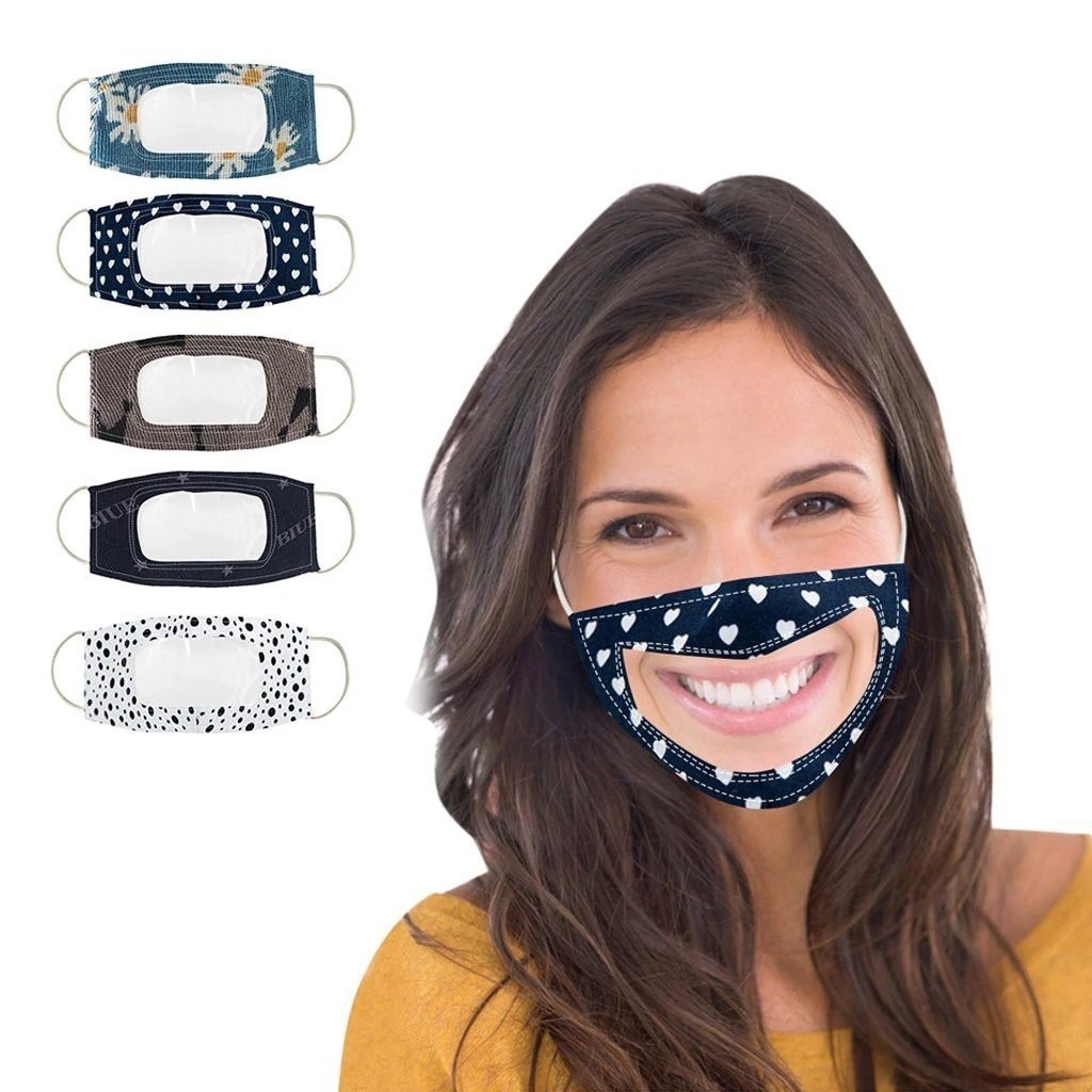 5-Pack: Custom Fashion Smile Communicator Face Mask Image 1