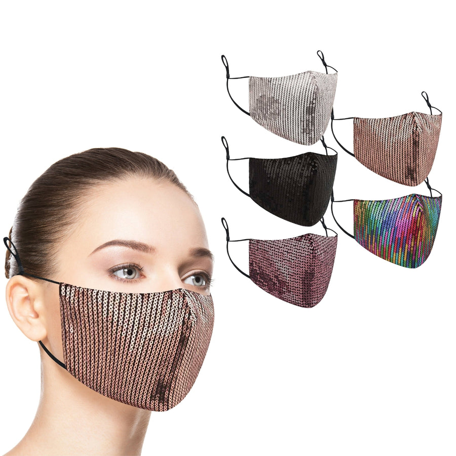 5-Pack: Fashionable Cotton Face Masks with Adjustable Ear Loops Image 1