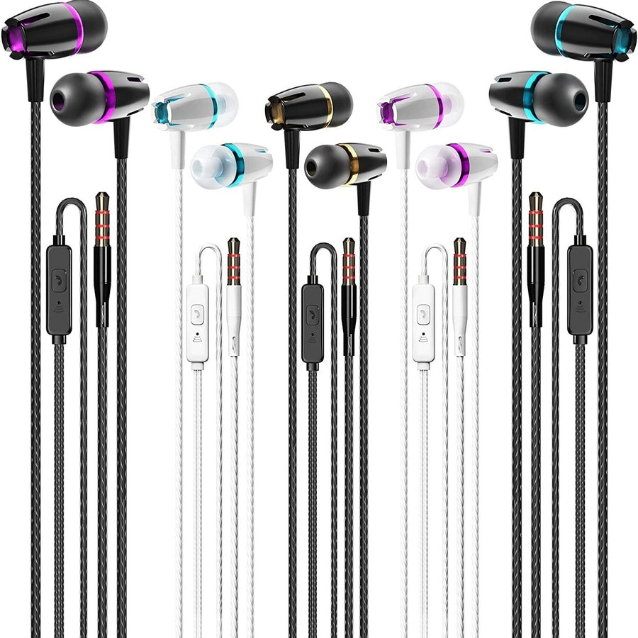 5-Pack: Microphone Wired Earbuds Isolating In-Ear Headphones Image 1