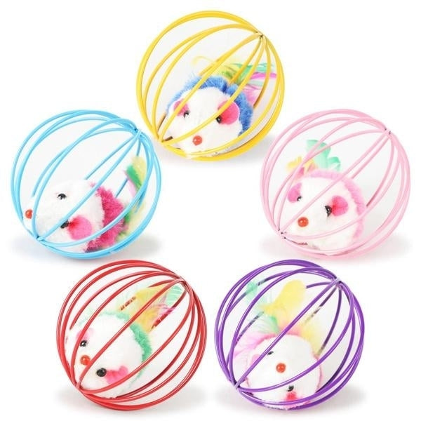 5-Pack: Pet Cat Kitten Playing Mouse Ball Cage Image 1