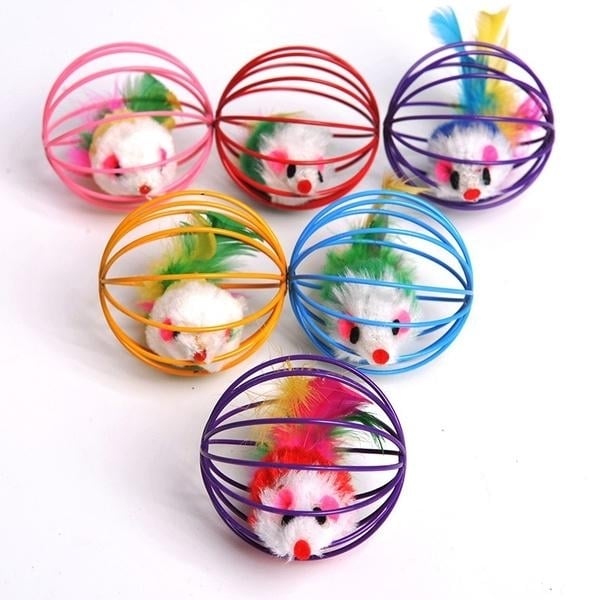 5-Pack: Pet Cat Kitten Playing Mouse Ball Cage Image 2