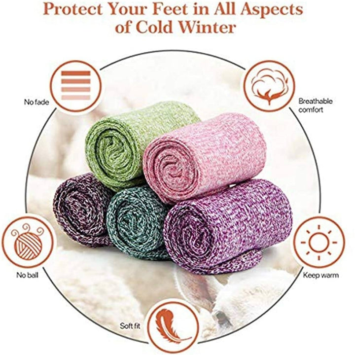 5-Pair: Womens Winter Socks Gift Box Free Size Thick Wool Soft Warm Casual Socks Image 2