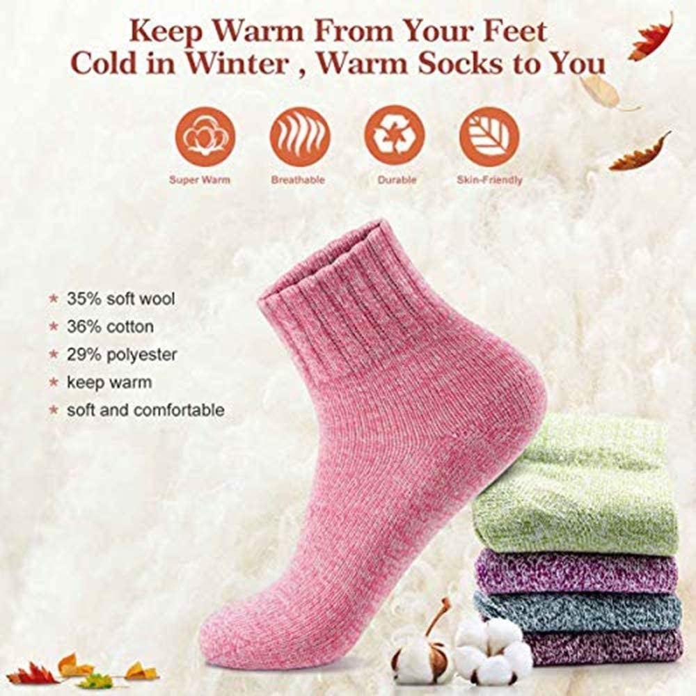 5-Pair: Womens Winter Socks Gift Box Free Size Thick Wool Soft Warm Casual Socks Image 4