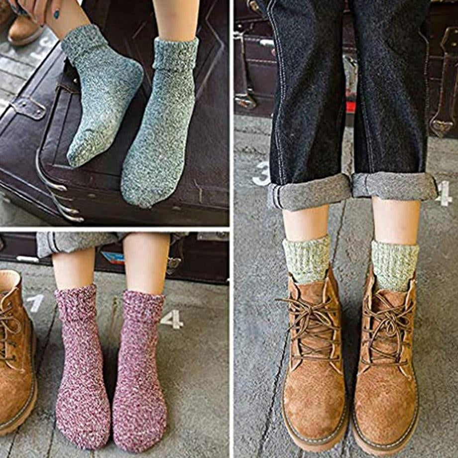 5-Pair: Womens Winter Socks Gift Box Free Size Thick Wool Soft Warm Casual Socks Image 4