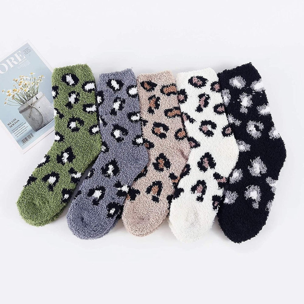 5-Pair: Womens Fuzzy Socks Winter Slipper Socks Image 2