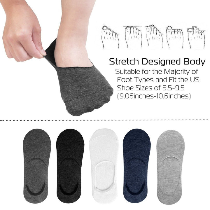 5-Pairs: Breathable No Show Boat Socks Non-Slip Image 6