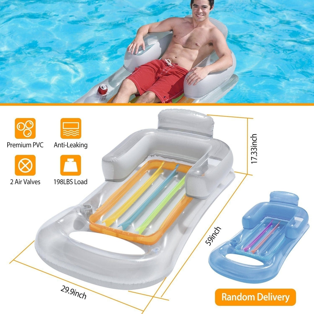 59in Inflatable Pool Float Raft with Headrest Armrest Cupholder Image 8