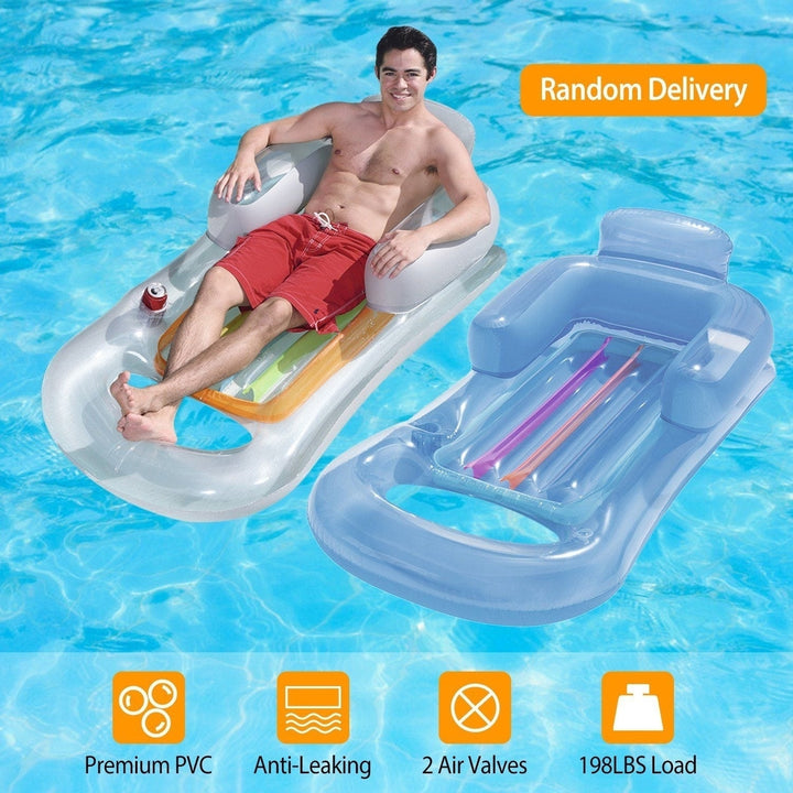 59in Inflatable Pool Float Raft with Headrest Armrest Cupholder Image 11