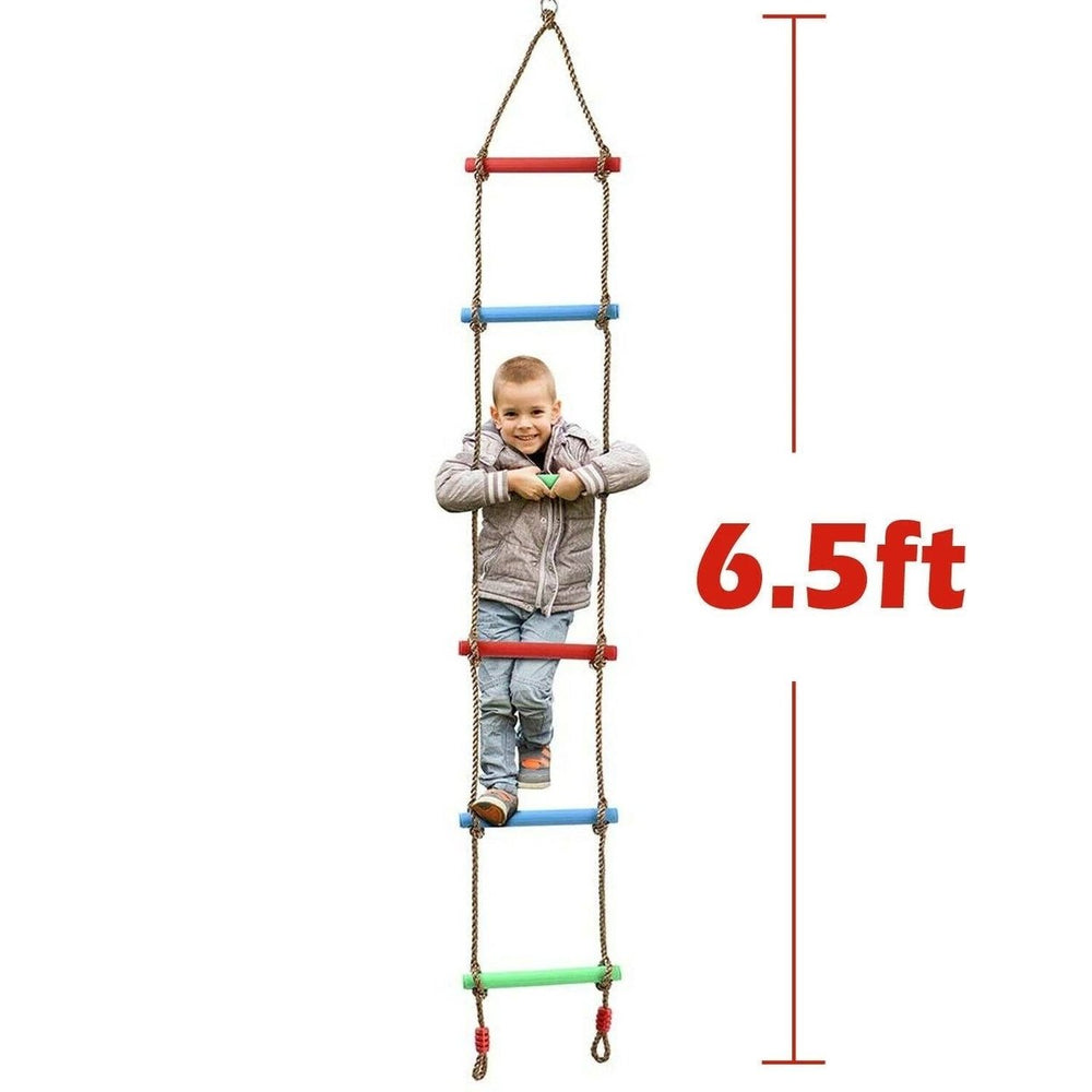 6 Rungs Swing Climbing Rope Ladder Hang for Children Playground Exercise Image 2