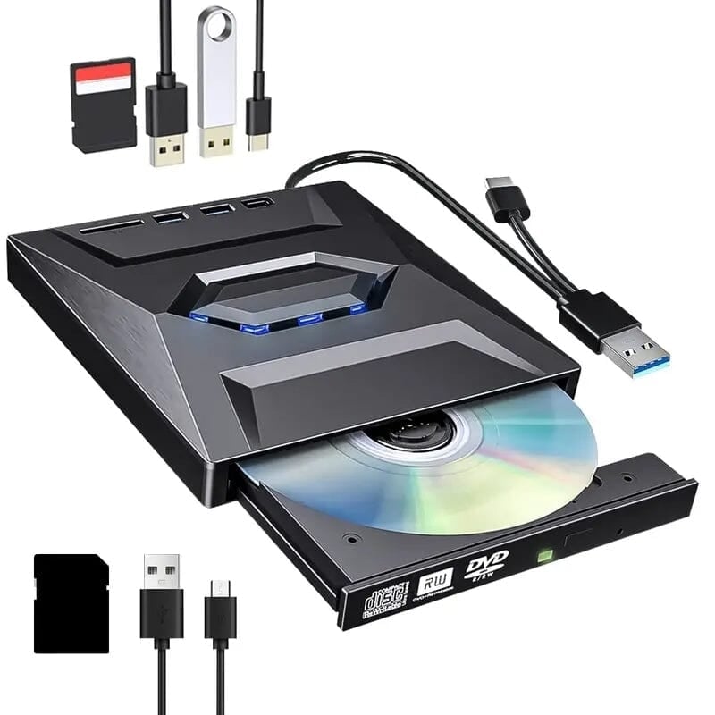 6-in-1 Portable USB 3.0 Ultra-Thin External DVD Recorder Drive Image 1