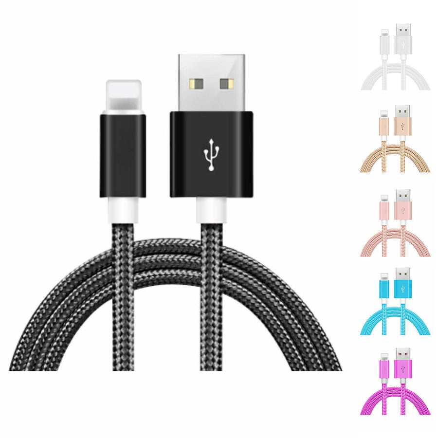 6-Pack: 10-Foot Braided Heavy-Duty Lightning Cables for Apple Devices Image 1