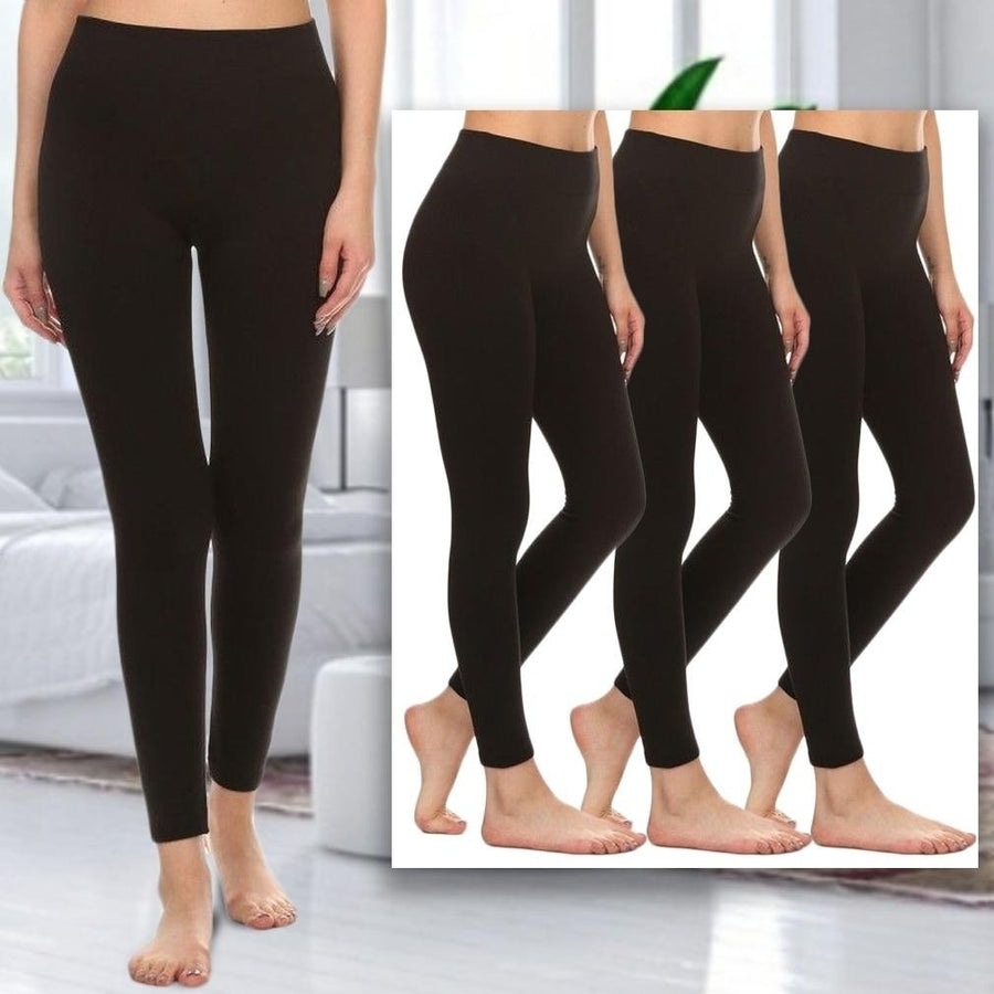 4-Pack: Womens Premium Fleece-Lined Leggings Image 1