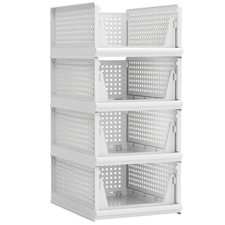 4-Packs: Plastic Storage Box Closet Organizer Foldable Storage with Slide Rail Push-Pull Image 3