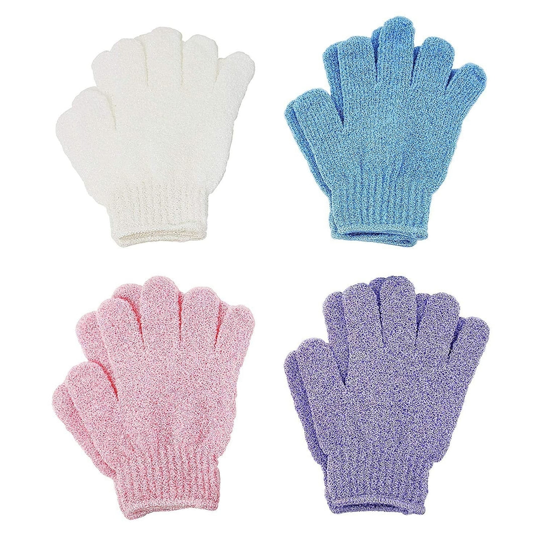 4-Pairs: Exfoliating Gloves - Premium Scrub Wash Mitt for Bath or Shower Image 1