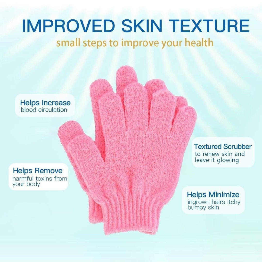 4-Pairs: Exfoliating Gloves - Premium Scrub Wash Mitt for Bath or Shower Image 4