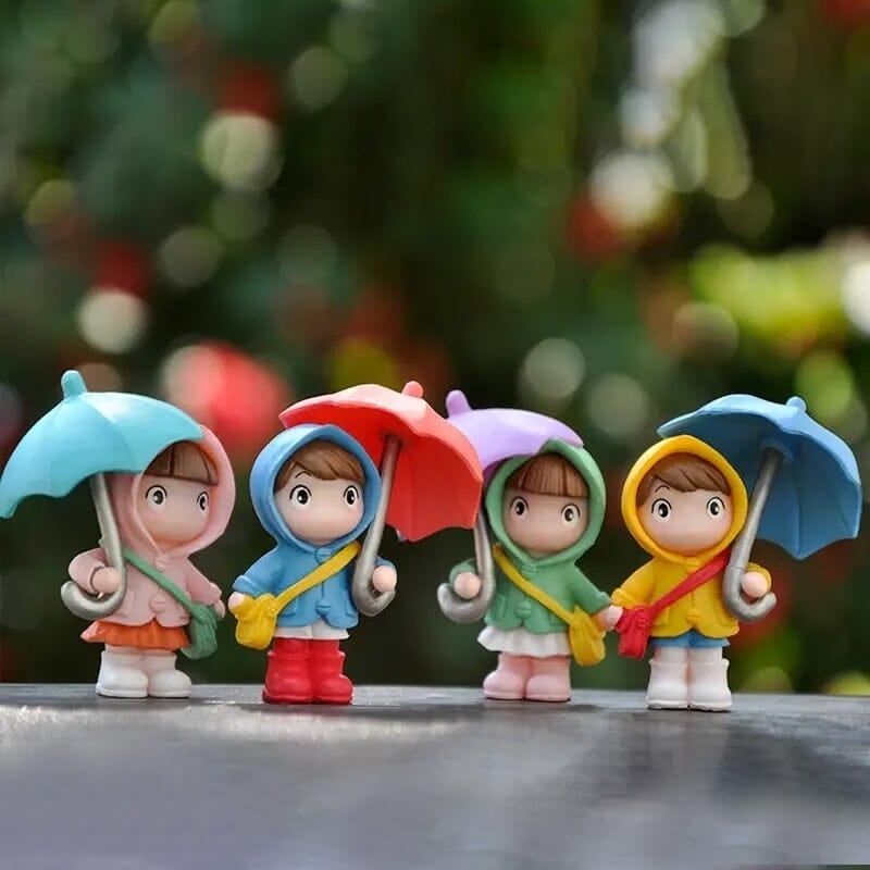 4-Piece Set: Umbrella Girl Figure Statue Image 1