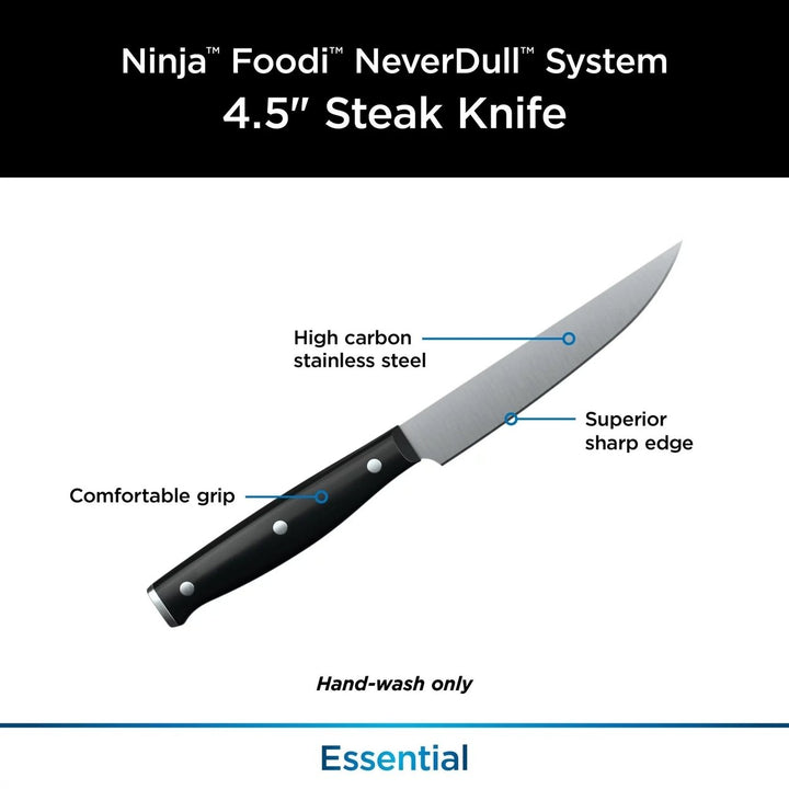 4-Piece Set: Ninja Foodi Never Dull Essential Steel Steak Knife Set K12004 Image 6