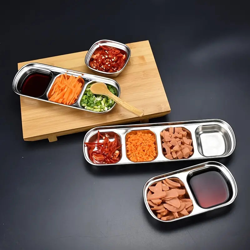 4-Piece Set: Stainless Steel Sauce Dish Image 1