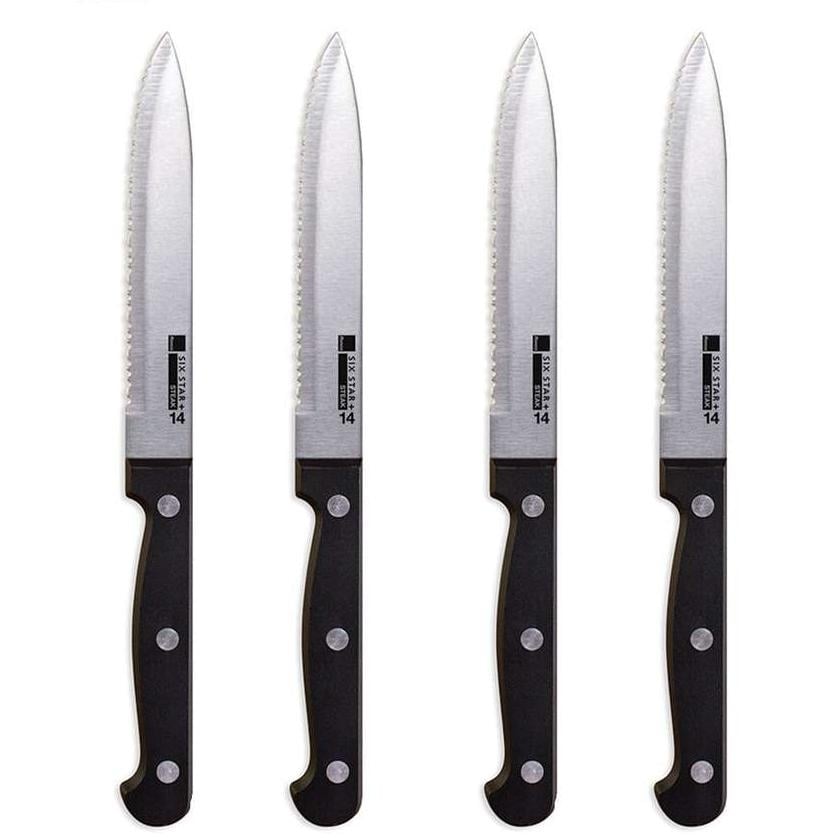 4-Piece Set: Steak Knife Set Stainless-Steel Serrated Blades Image 1