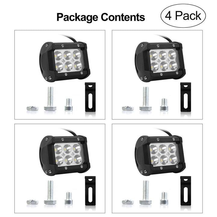 4-Piece: 4 18W Dual Row LED Spot Light Pod Image 4