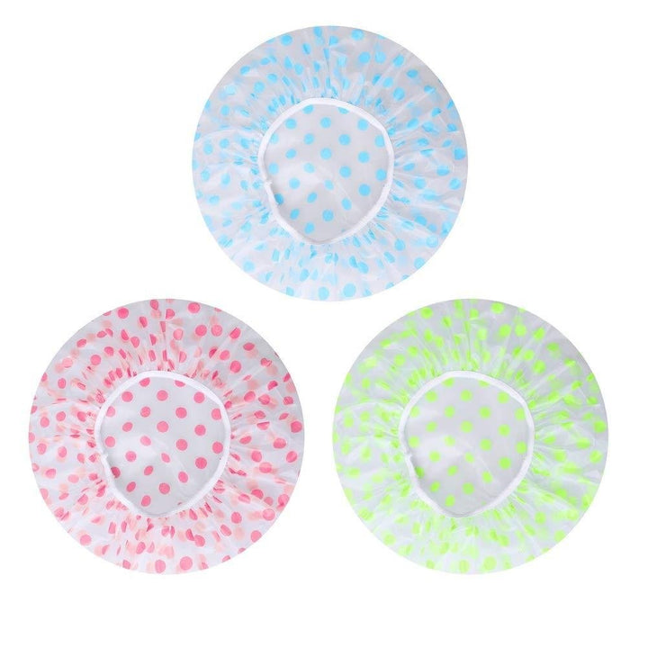 6-Pack: Reusable Shower Caps Elastic Band Bath Hair Hat Image 1