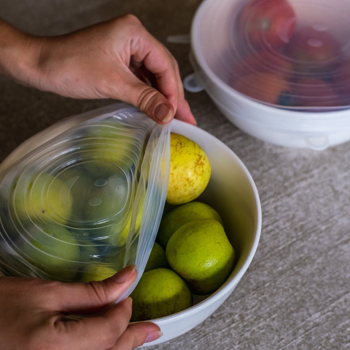 6-Pack: Reusable Silicone Stretch Container Lids Covers for Food Storage - Fit Most Containers Image 4