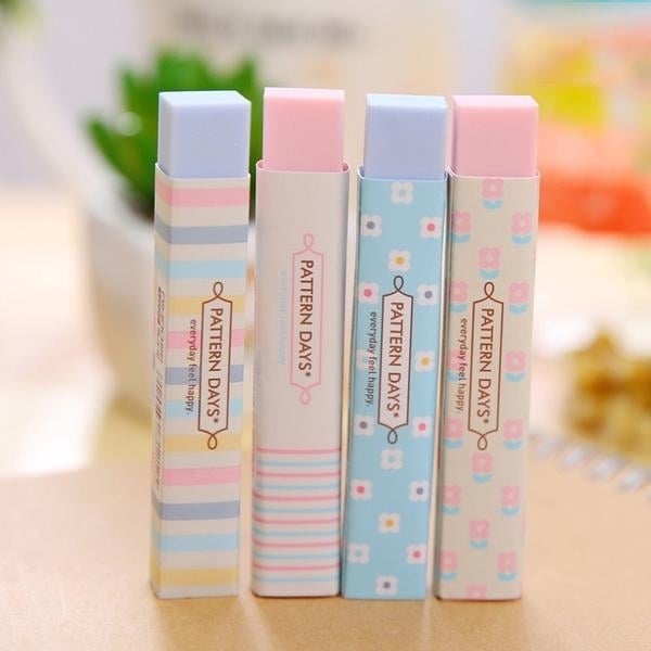 6-Pack: Stationery Supplies Kawaii Candy Color Eraser Image 1