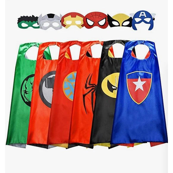 6-Pack: Superhero Reversible Cape and Mask Set Image 1