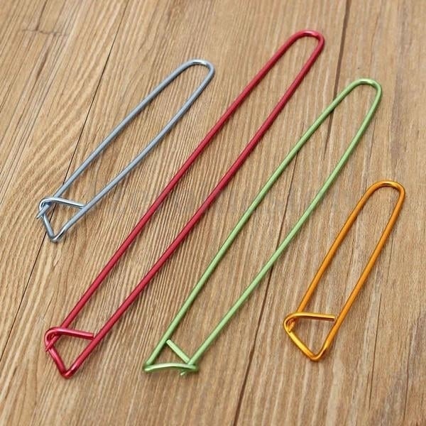 4-Pieces: Aluminum Stitch Holders Pins Knit Knitting Needles Crochet Hooks Image 1