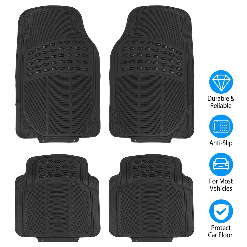 4-Pieces: Heavy Duty PVC Rubber Automotive Floor Mats with Trimmable Design Image 2